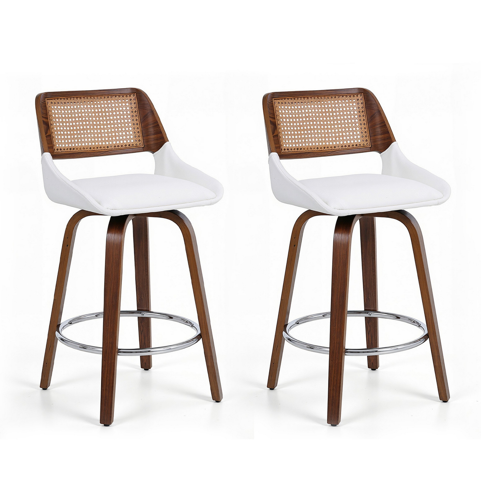 Artiss Wooden Bar Stools Set of 2 Swivel Kitchen Counter Stool Chair 60cm Seat Height - Image 1