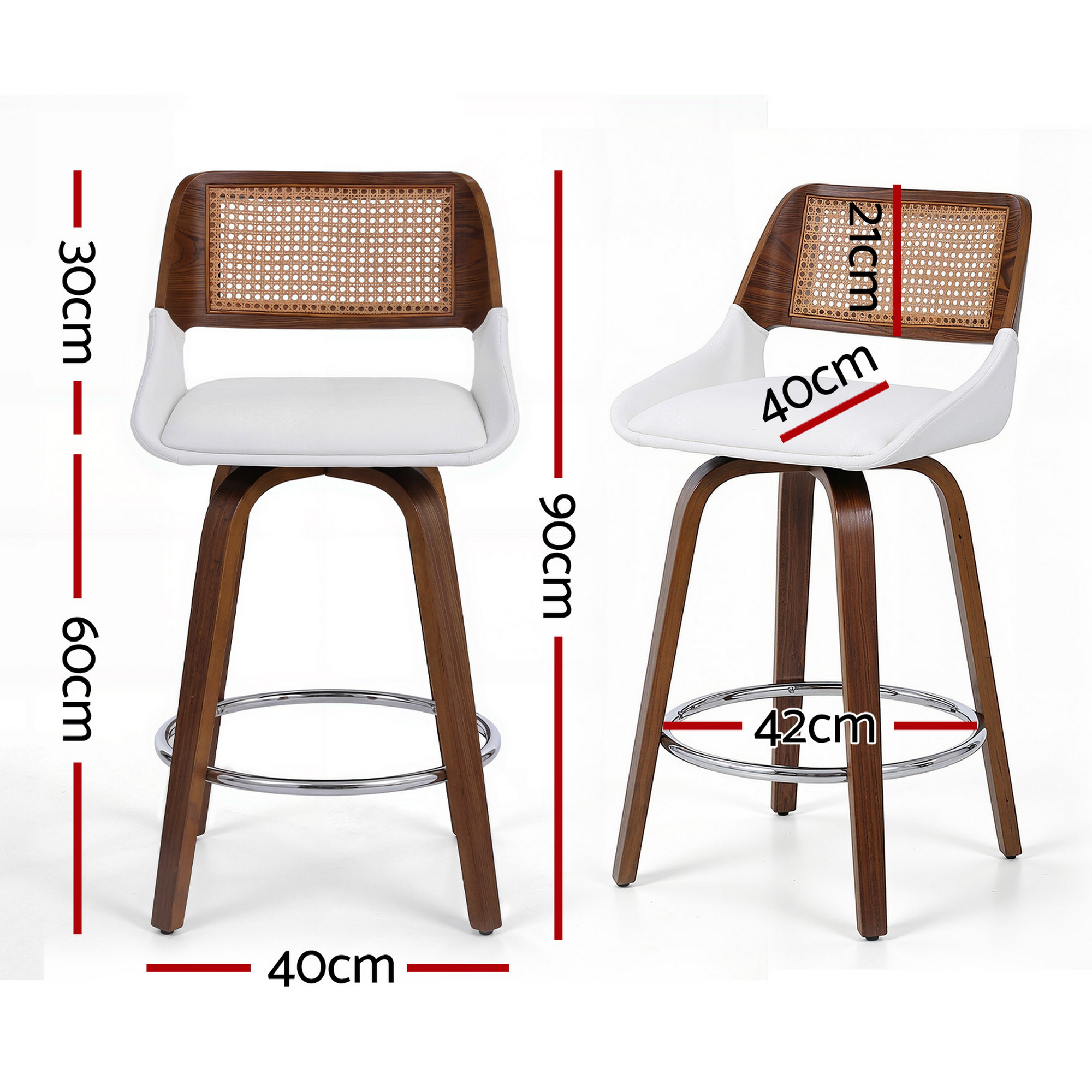 Artiss Wooden Bar Stools Set of 2 Swivel Kitchen Counter Stool Chair 60cm Seat Height - Image 2