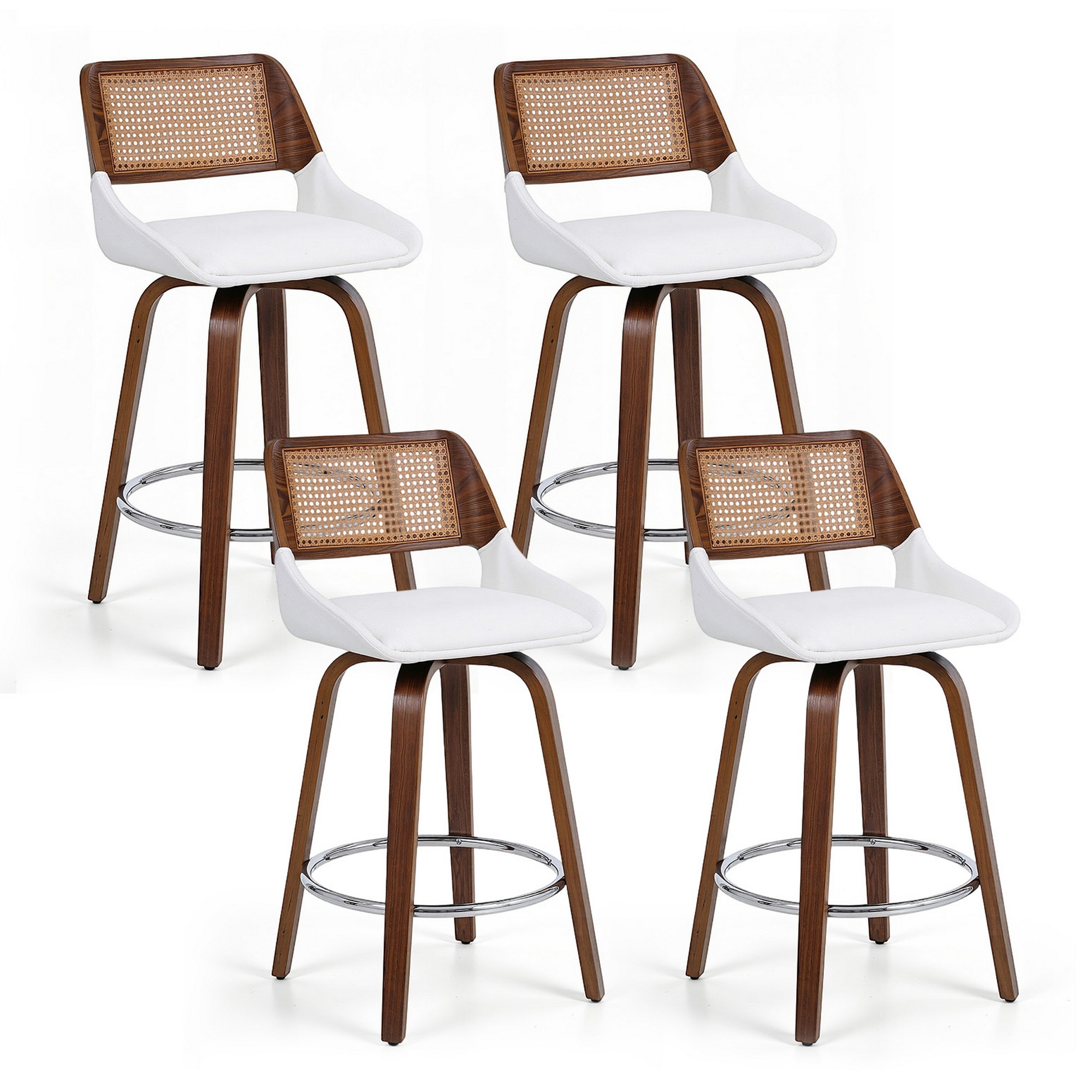 Artiss Wooden Bar Stools Set of 4 Swivel Kitchen Counter Stool Chair 60cm Seat Height - Image 1