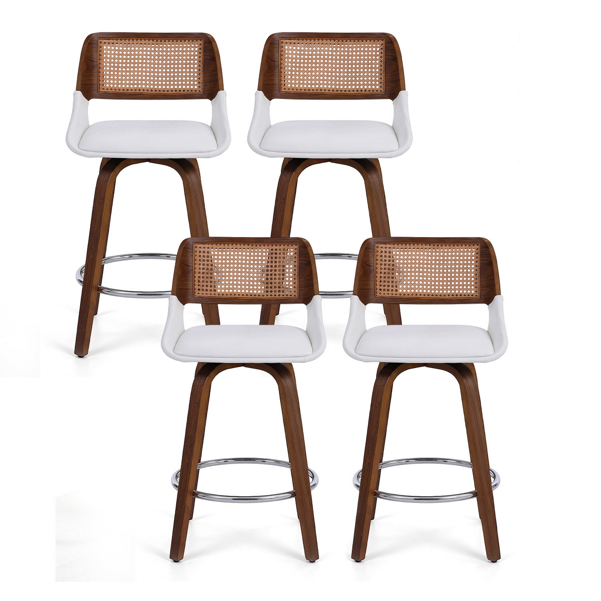 Artiss Wooden Bar Stools Set of 4 Swivel Kitchen Counter Stool Chair 60cm Seat Height - Image 3