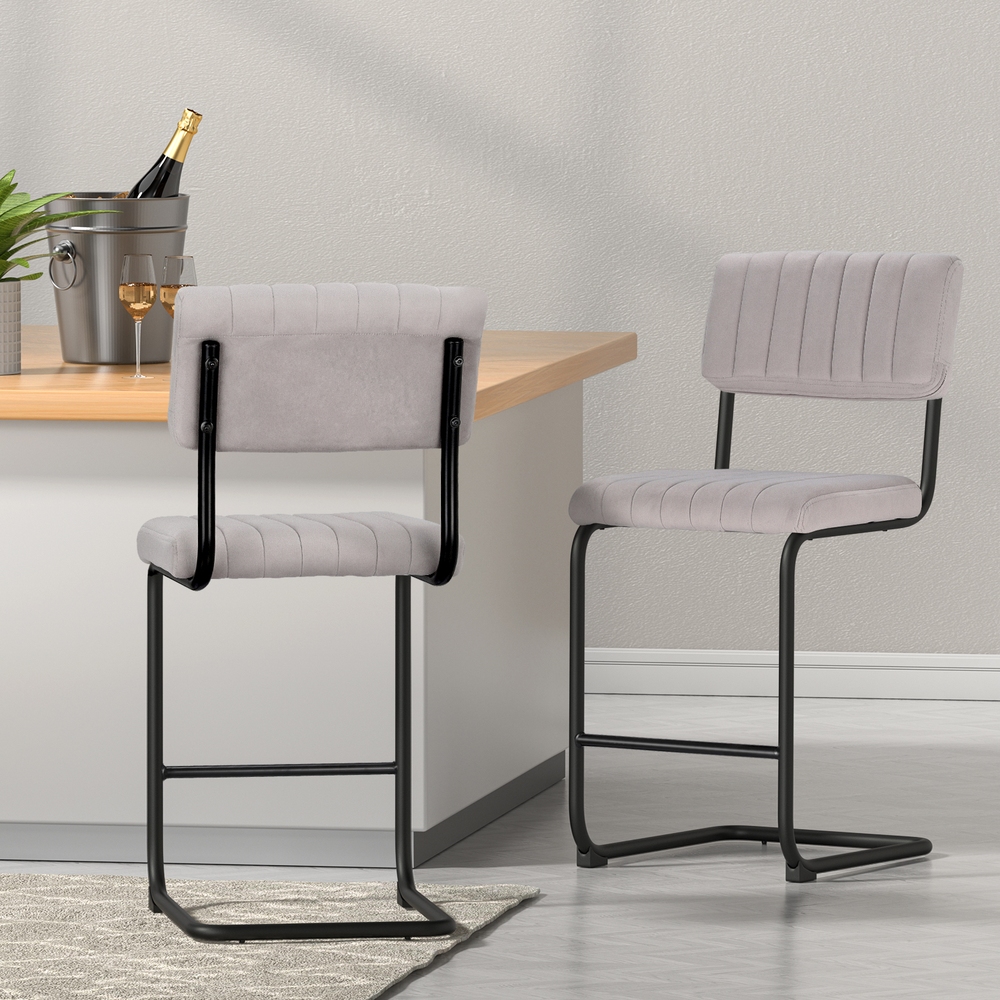 Artiss 2x Bar Stools Velvet Chairs - Image 1