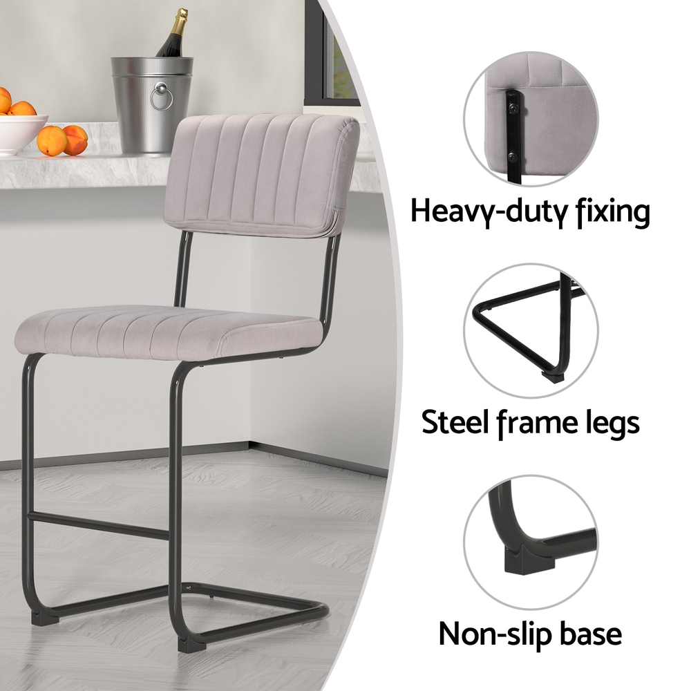 Artiss 2x Bar Stools Velvet Chairs - Image 5