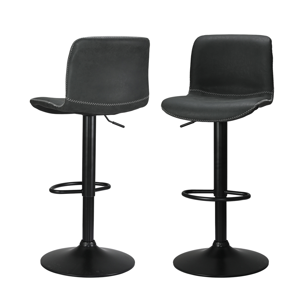 Artiss 2x Bar Stools Kitchen Swivel Bar Stool Gas Lift Chairs Barstools Black - Image 7