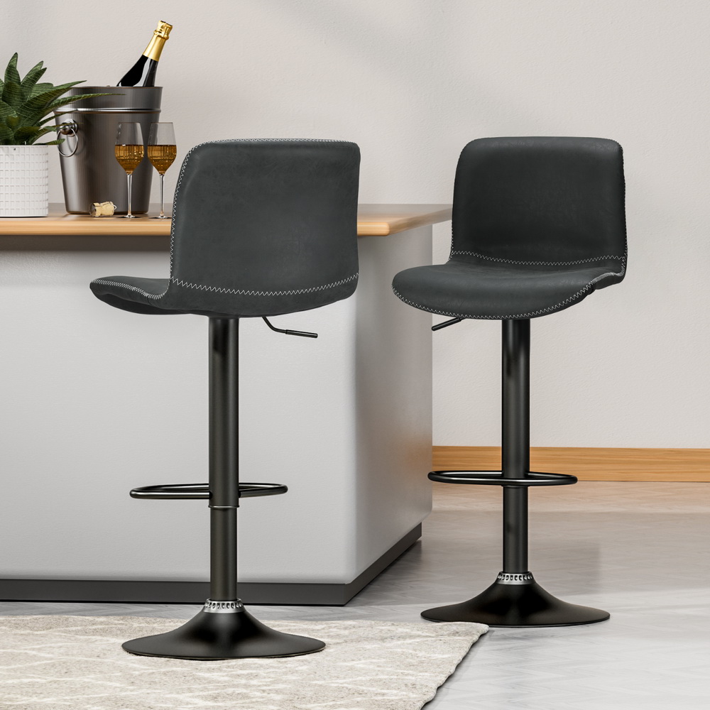 Artiss 4x Bar Stools Kitchen Swivel Gas Lift Chairs Black - Image 1