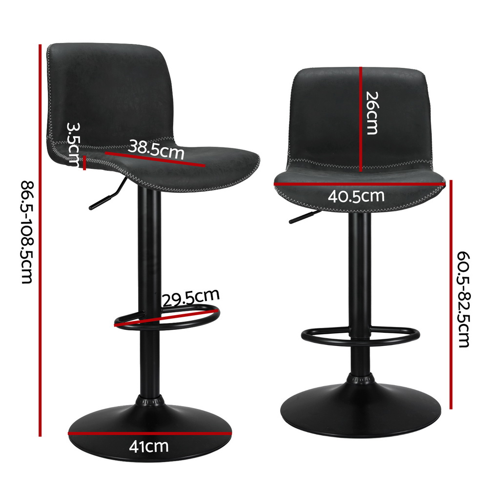 Artiss 4x Bar Stools Kitchen Swivel Gas Lift Chairs Black - Image 2