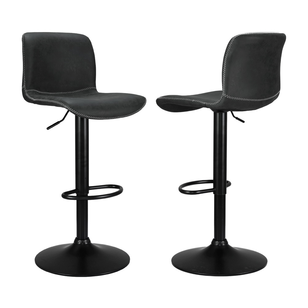 Artiss 4x Bar Stools Kitchen Swivel Gas Lift Chairs Black - Image 3
