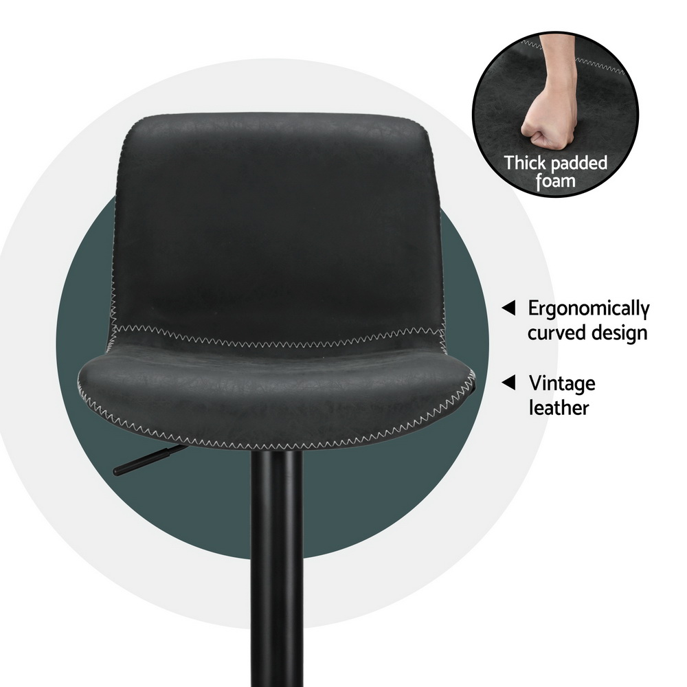 Artiss 4x Bar Stools Kitchen Swivel Gas Lift Chairs Black - Image 4
