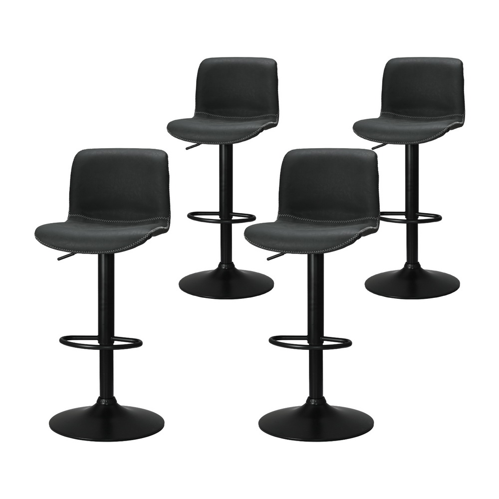 Artiss 4x Bar Stools Kitchen Swivel Gas Lift Chairs Black - Image 7
