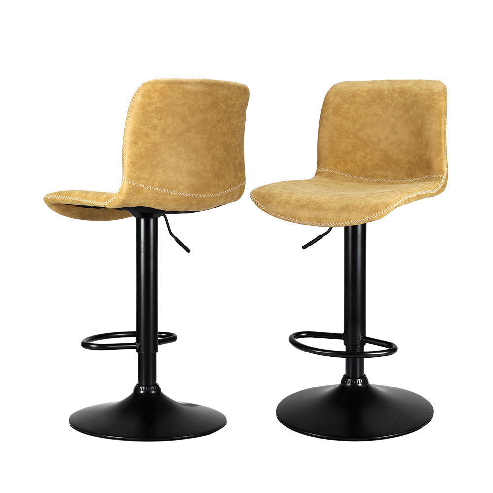 Artiss 2x Bar Stools Kitchen Swivel Bar Stool Gas Lift Chairs Barstools Brown - Image 7
