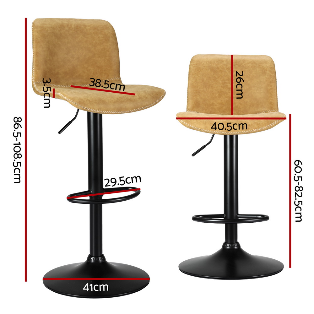 Artiss 4x Bar Stools Kitchen Swivel Gas Lift Chairs Brown - Image 2