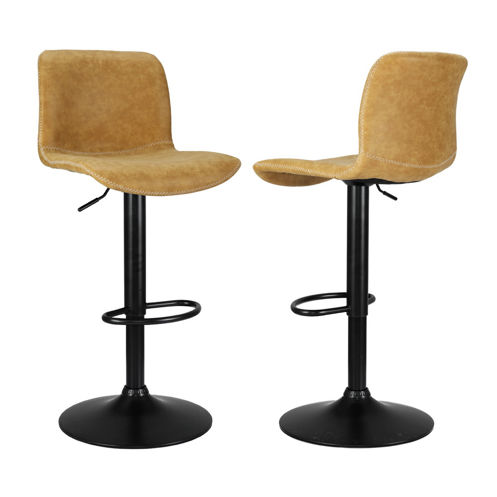 Artiss 4x Bar Stools Kitchen Swivel Gas Lift Chairs Brown - Image 3