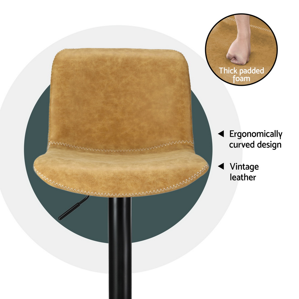 Artiss 4x Bar Stools Kitchen Swivel Gas Lift Chairs Brown - Image 4