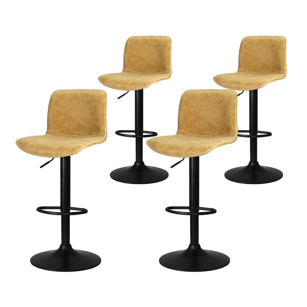 Artiss 4x Bar Stools Kitchen Swivel Gas Lift Chairs Brown - Image 7