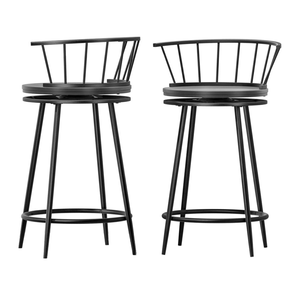 Artiss 2x Bar Stools Swivel Metal Chairs - Image 1