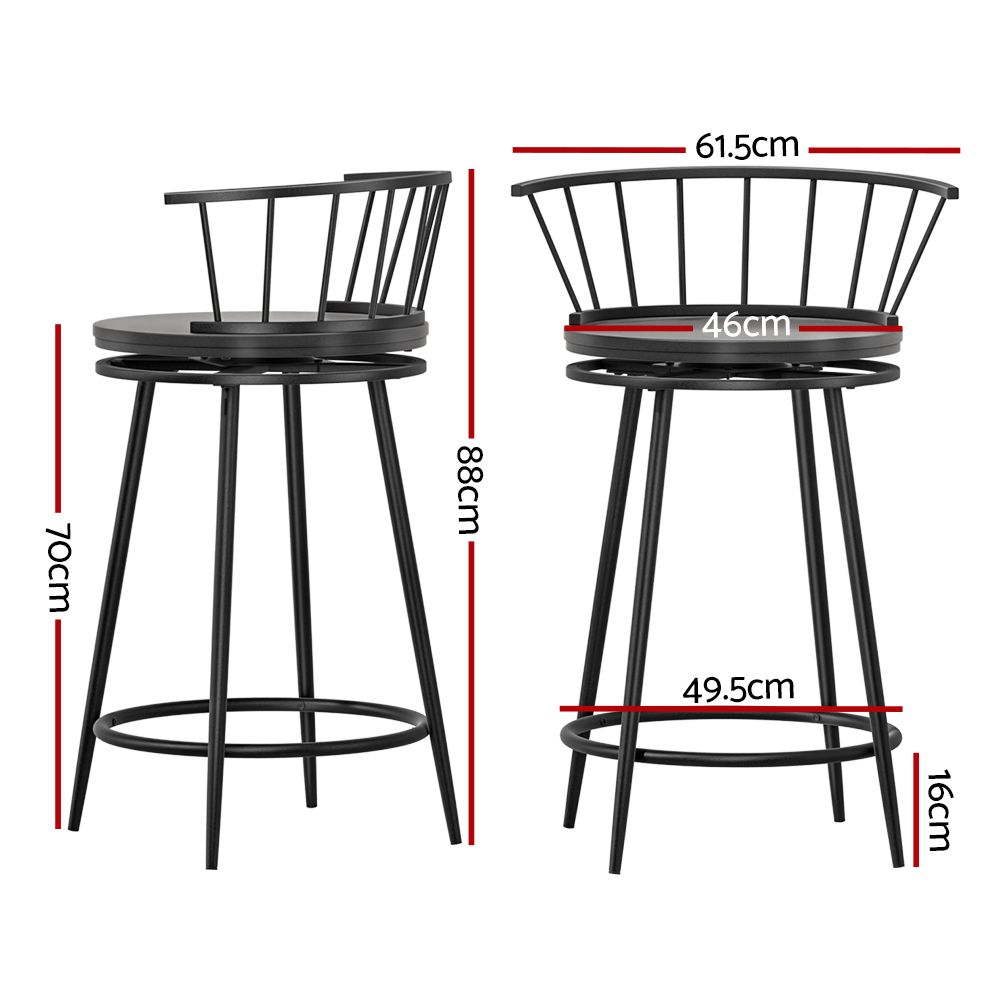 Artiss 2x Bar Stools Swivel Metal Chairs - Image 2
