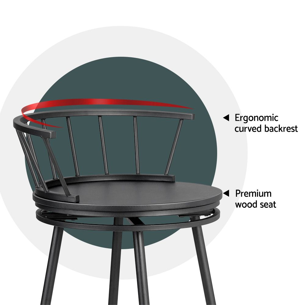 Artiss 2x Bar Stools Swivel Metal Chairs - Image 4