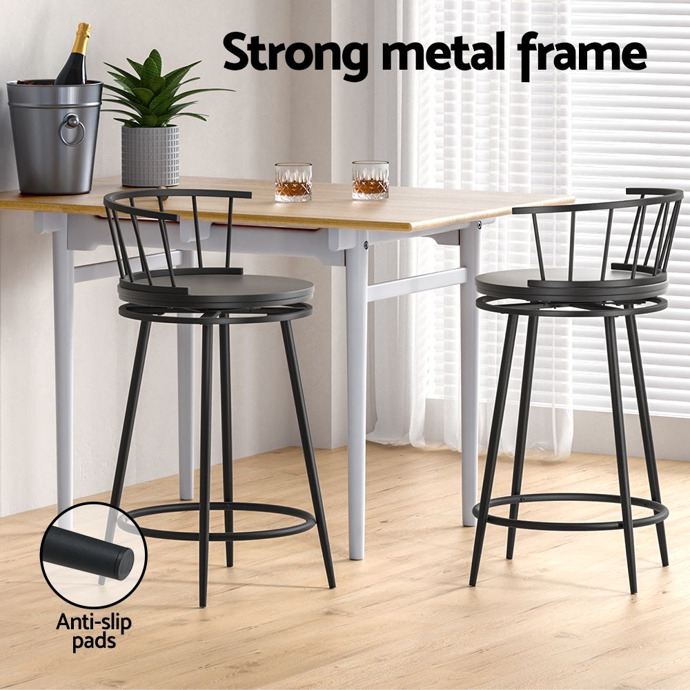 Artiss 2x Bar Stools Swivel Metal Chairs - Image 5