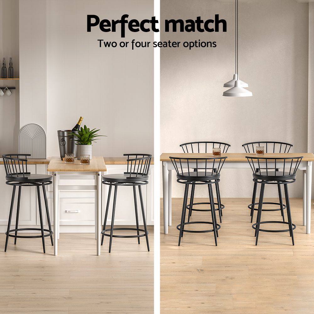 Artiss 2x Bar Stools Swivel Metal Chairs - Image 6