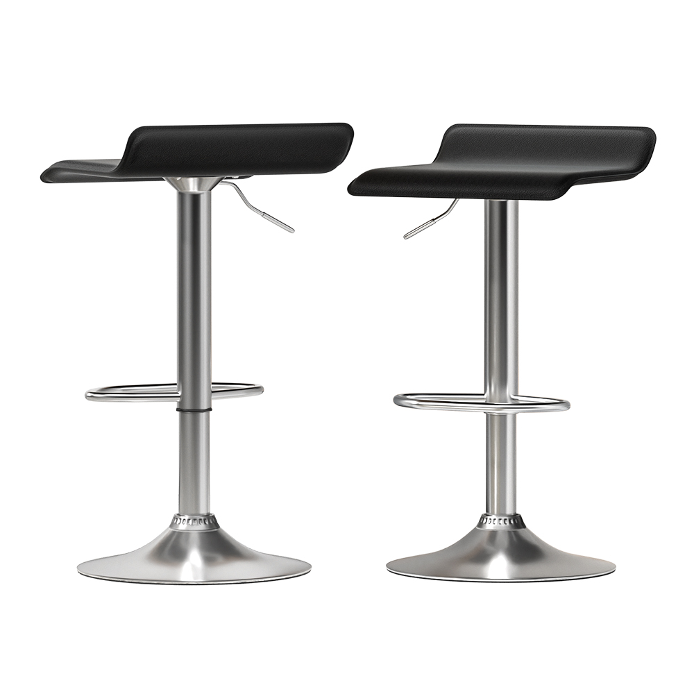 Artiss 2x Bar Stools Faux Leather Chair Black - Image 1