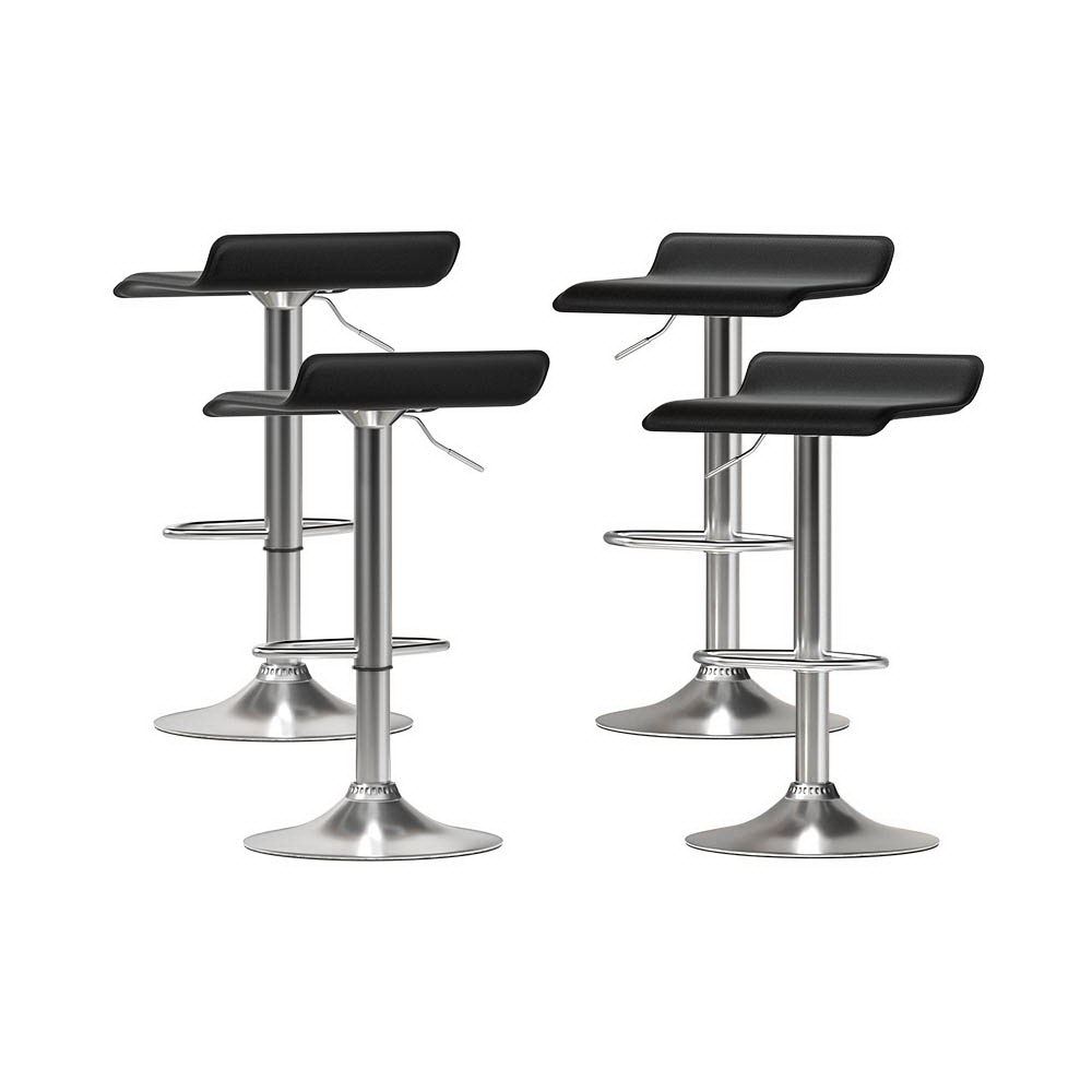 Artiss 4x Bar Stools Faux Leather Chair Black - Image 1