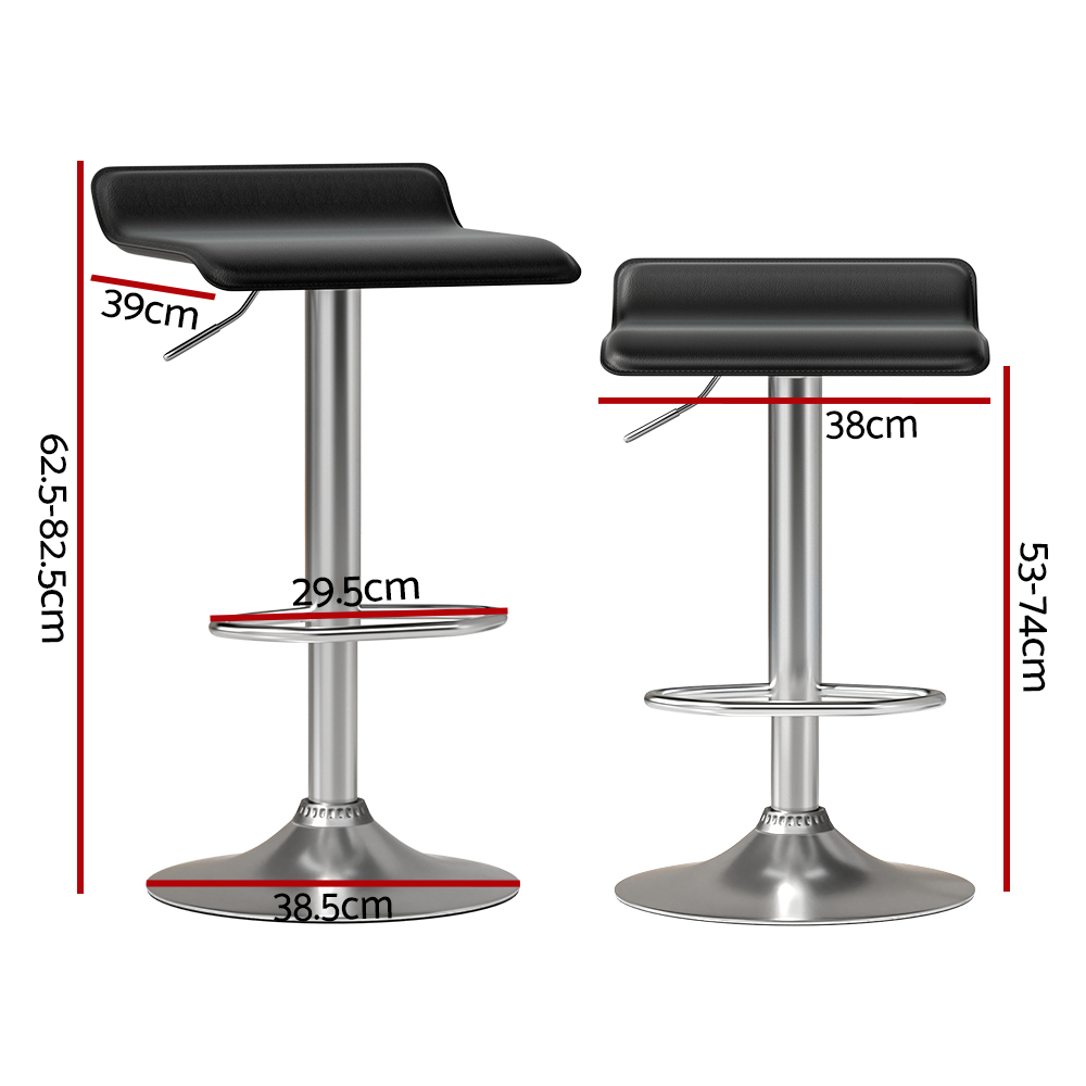 Artiss 4x Bar Stools Faux Leather Chair Black - Image 2