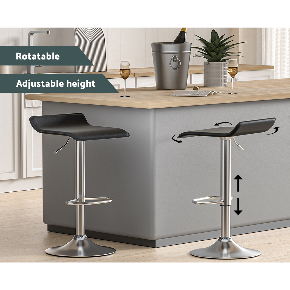 Artiss 4x Bar Stools Faux Leather Chair Black - Image 4