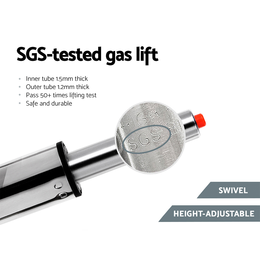 Artiss 2x Bar Stools Padded Leather Gas Lift Grey - Image 5