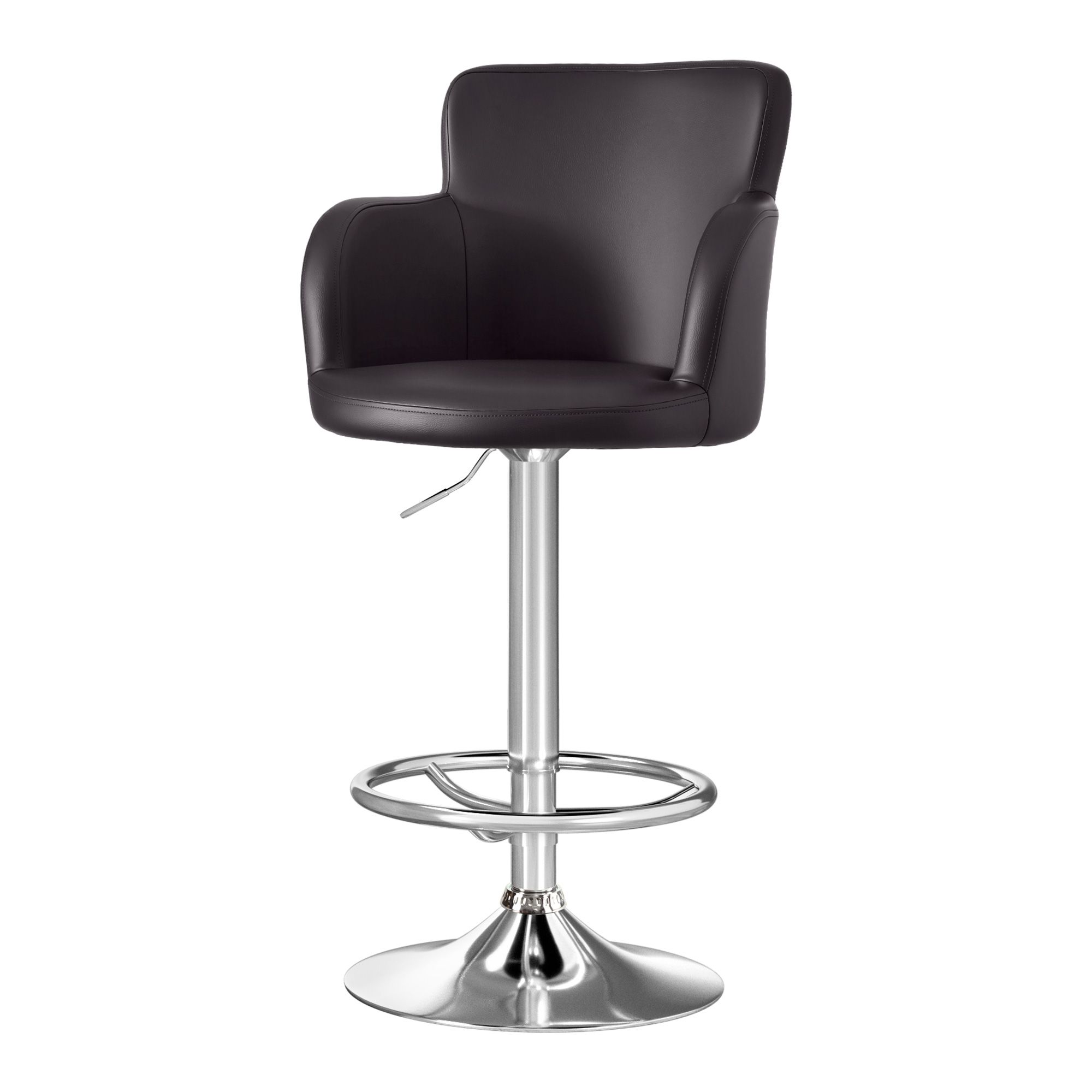 Artiss 4x Bar Stools Swivel Kitchen Chairs Gas Lift Adjustable PU Leather Brown - Image 1