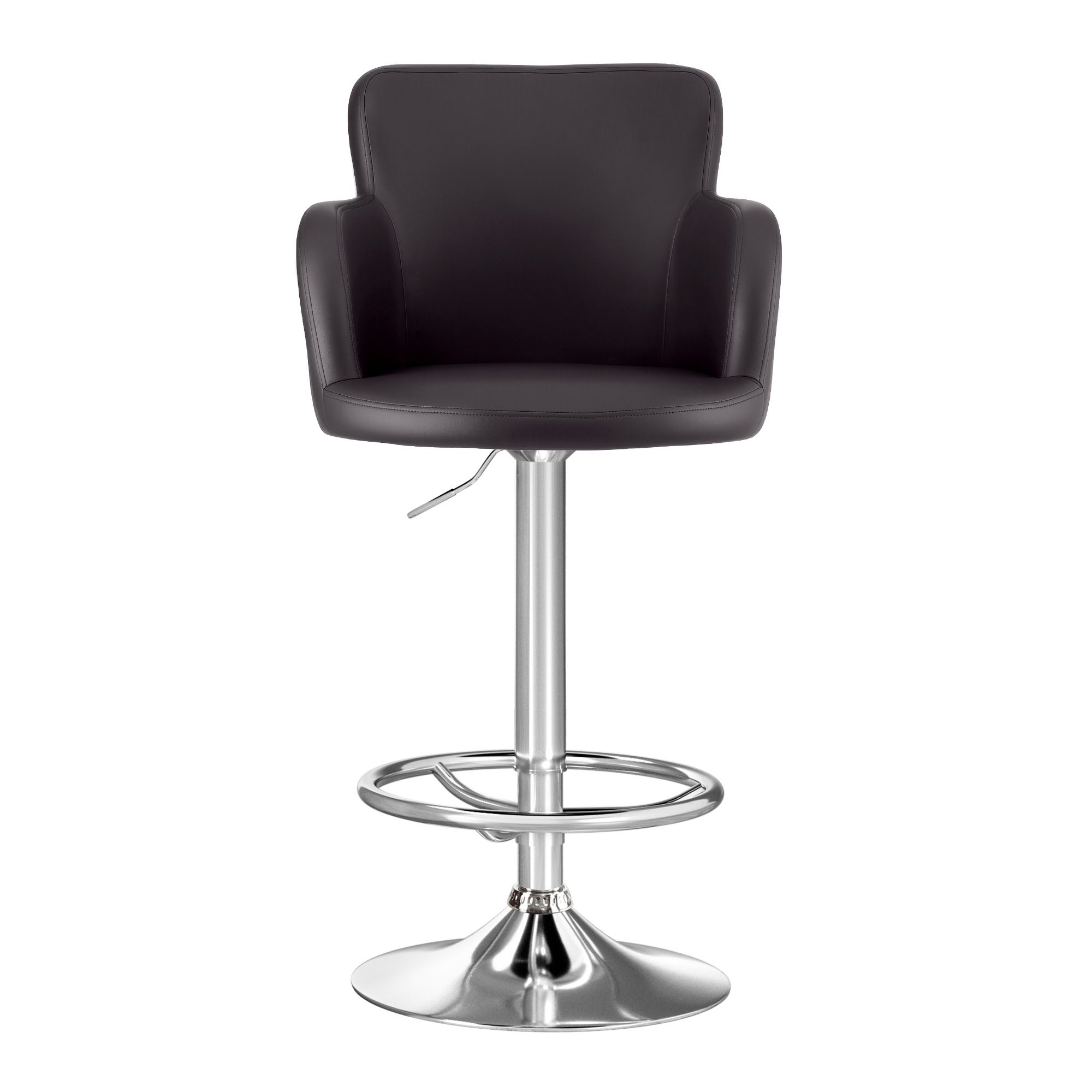 Artiss 4x Bar Stools Swivel Kitchen Chairs Gas Lift Adjustable PU Leather Brown - Image 3