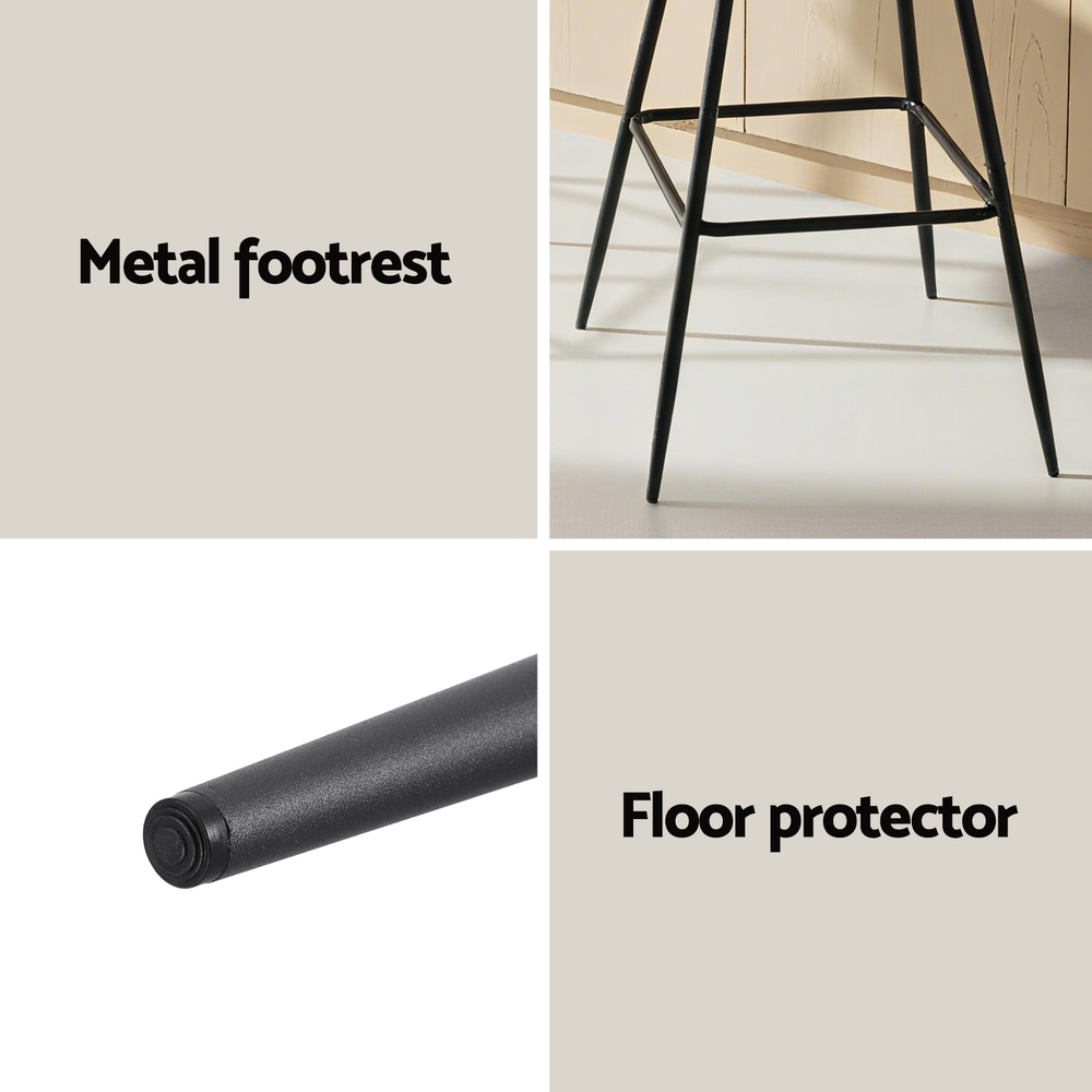 Artiss 2x Bar Stools Kitchen Dining Chair Counter Stool Diamond PU Leather Black - Image 6