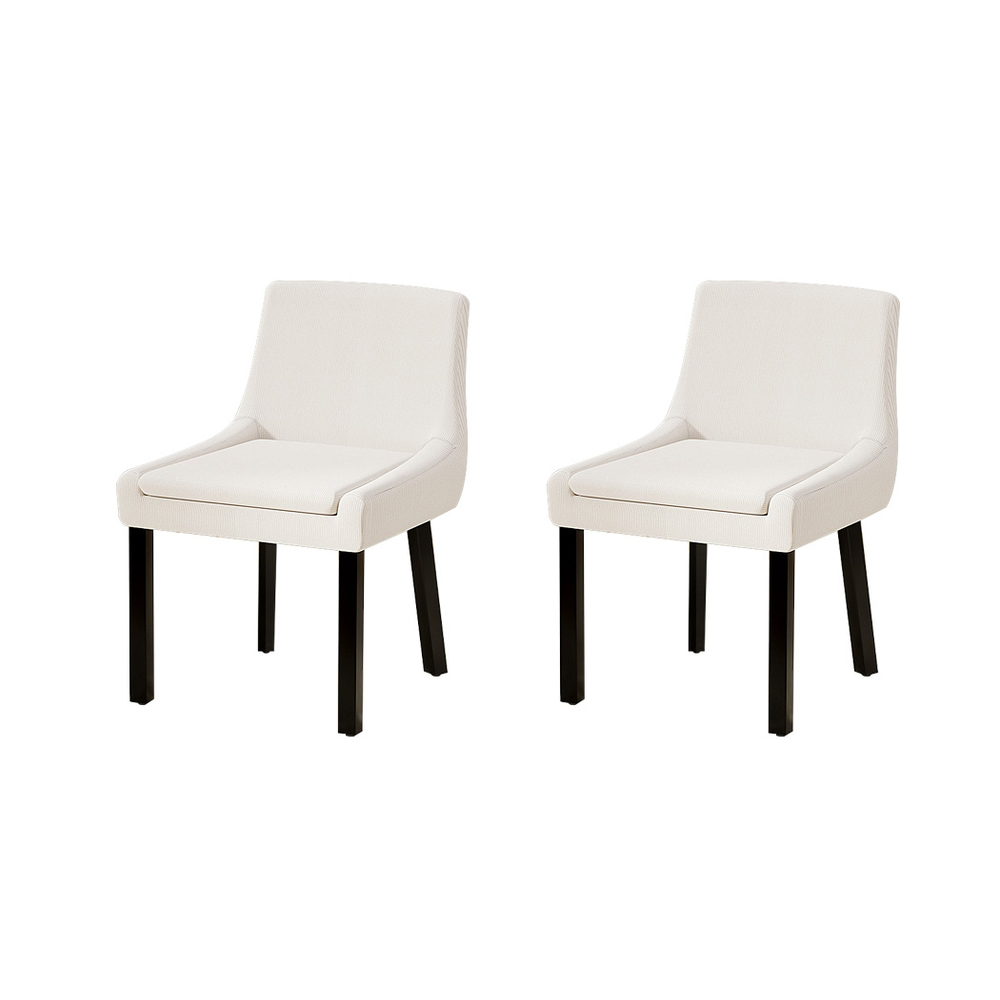 Artiss Dining Chairs Set of 2 Corduroy Wooden Beige - Image 1