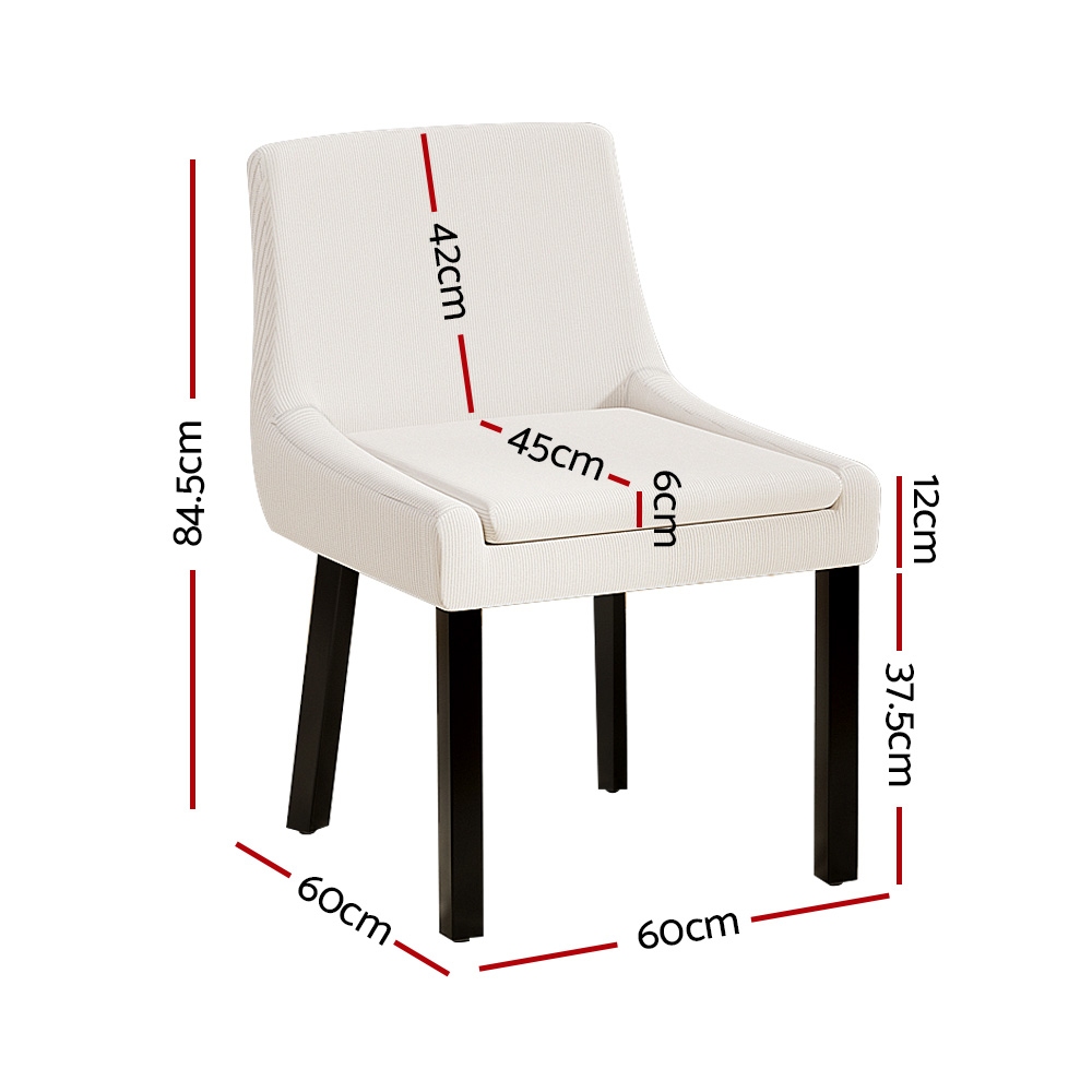 Artiss Dining Chairs Set of 2 Corduroy Wooden Beige - Image 2