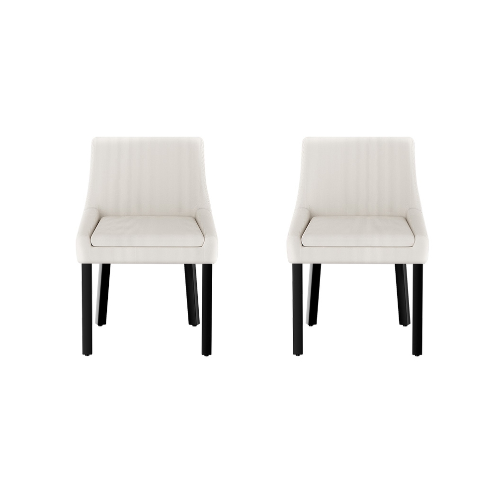 Artiss Dining Chairs Set of 2 Corduroy Wooden Beige - Image 3
