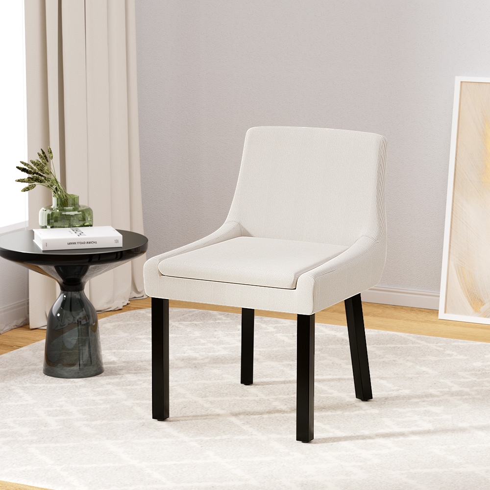 Artiss Dining Chairs Set of 2 Corduroy Wooden Beige - Image 7