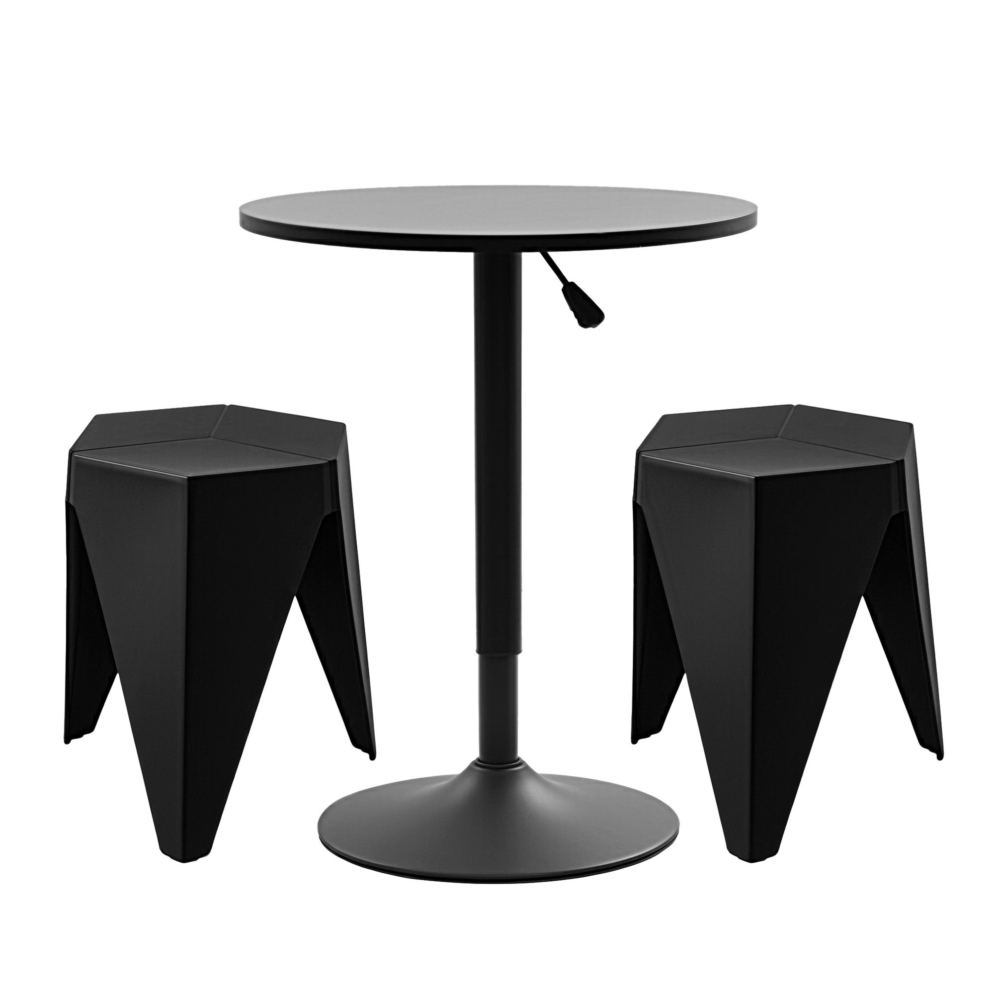 Artiss Bar Stools and Table Set 3PCS Dining Desk Kitchen Chairs Cafe Pub Black - Image 1