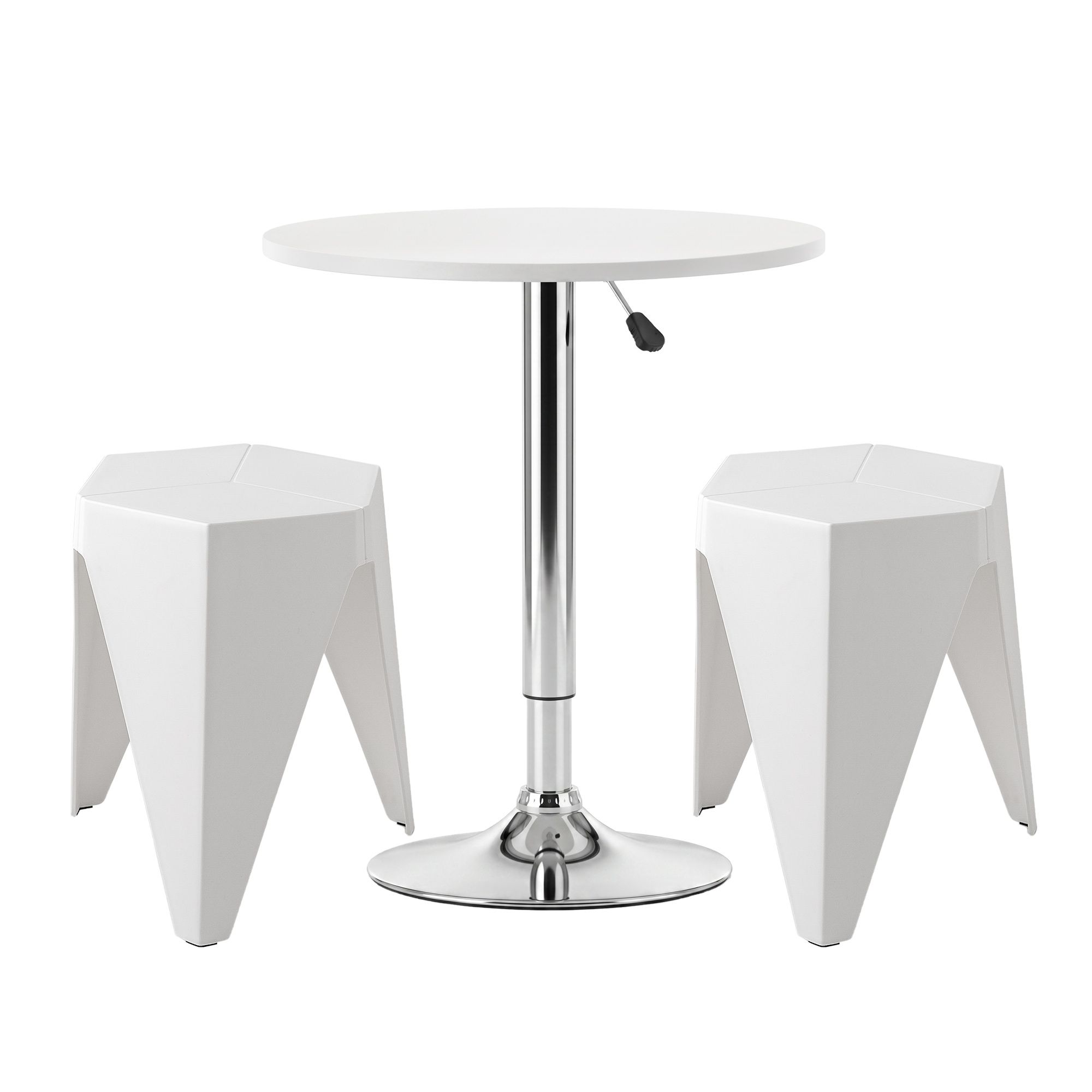 Artiss Bar Stools and Table Set 3PCS Dining Desk Kitchen Chairs Cafe Pub White - Image 1