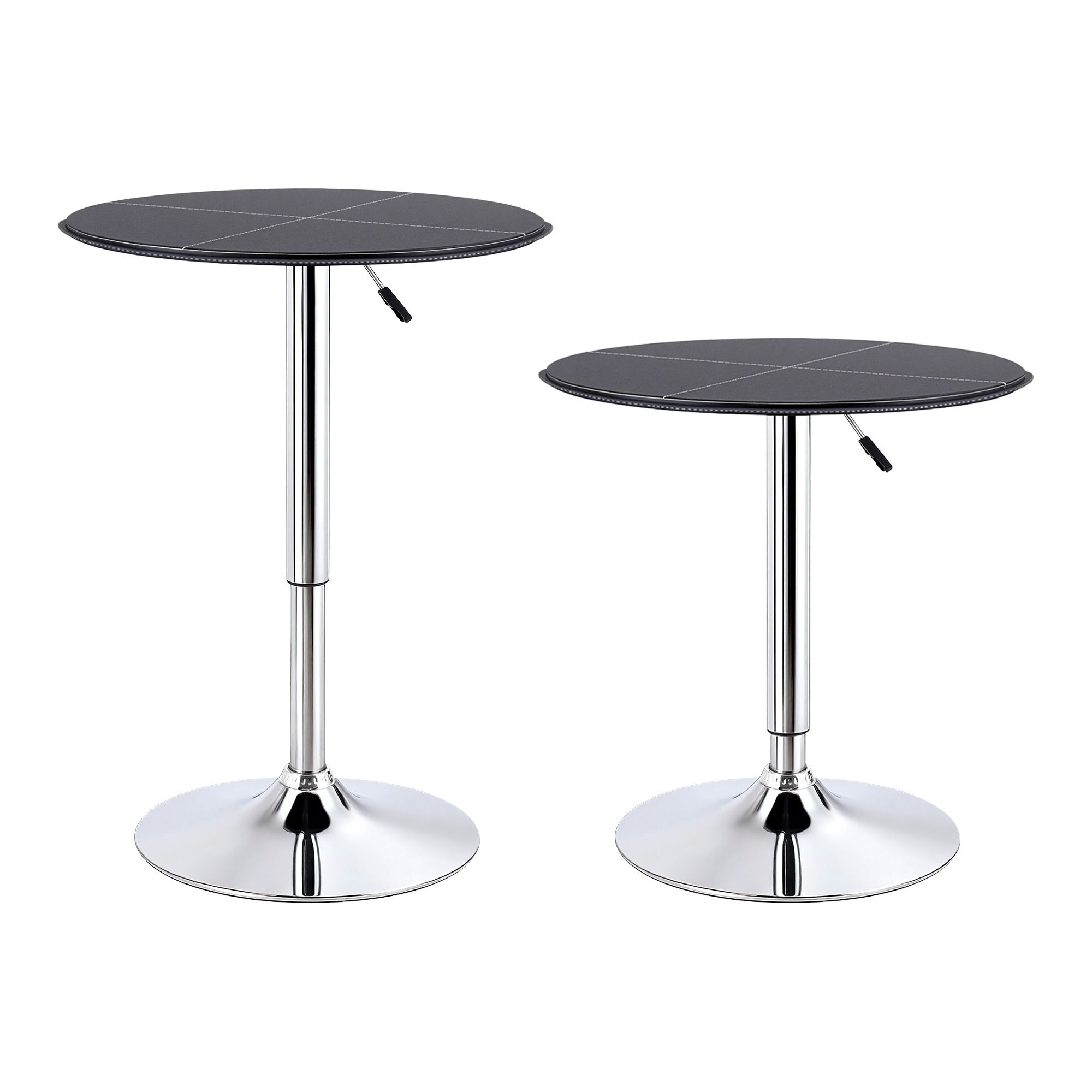 Artiss Bar Stools and Table Set 3PCS Dining Desk Kitchen Chair PVC Leather Black - Image 3