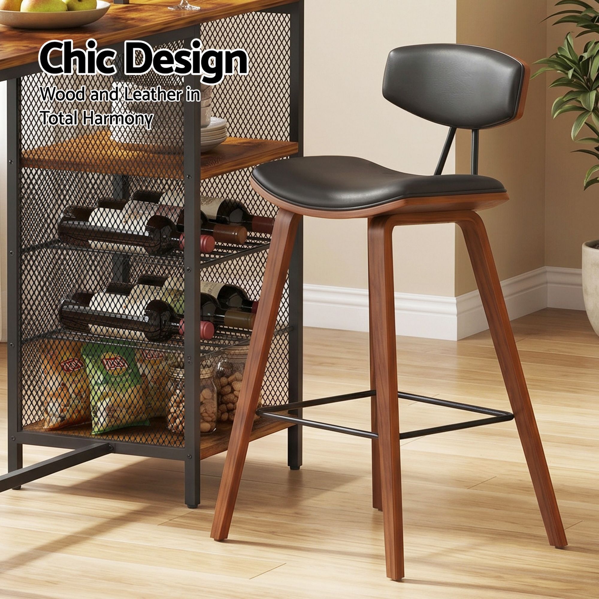 Artiss 3Pcs Bar Table and Stools Set Dining Table Solid Wood Kitchen Chairs Cafe Pub - Image 6