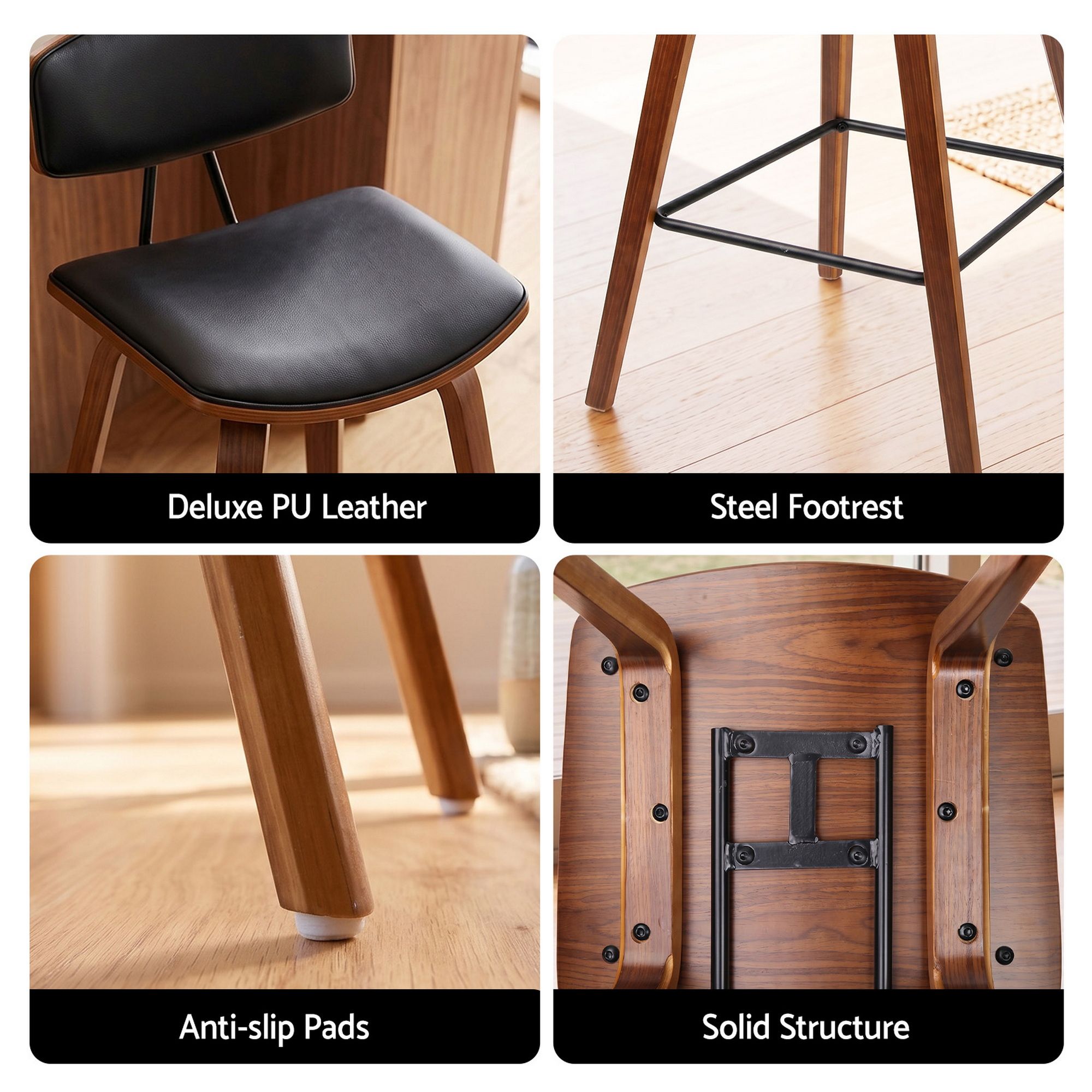 Artiss 3Pcs Bar Table and Stools Set Dining Table Solid Wood Kitchen Chairs Cafe Pub - Image 7