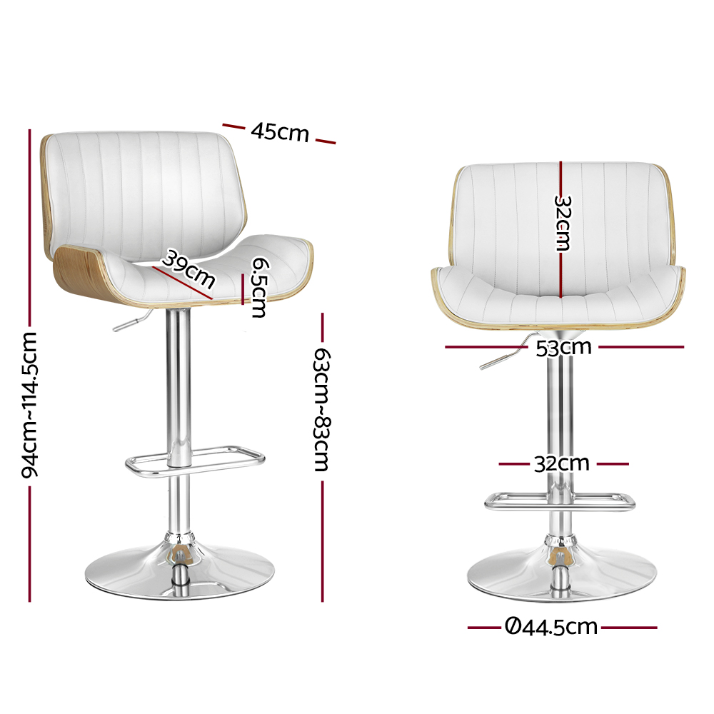 Artiss 2x Bar Stools Adjustable Leather Chairs - Image 2