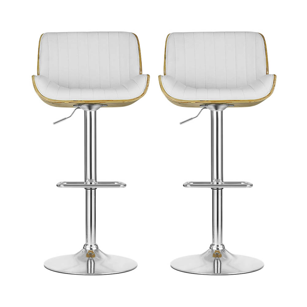 Artiss 2x Bar Stools Adjustable Leather Chairs - Image 3