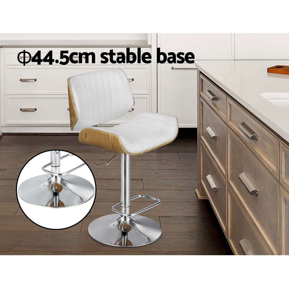 Artiss 2x Bar Stools Adjustable Leather Chairs - Image 5