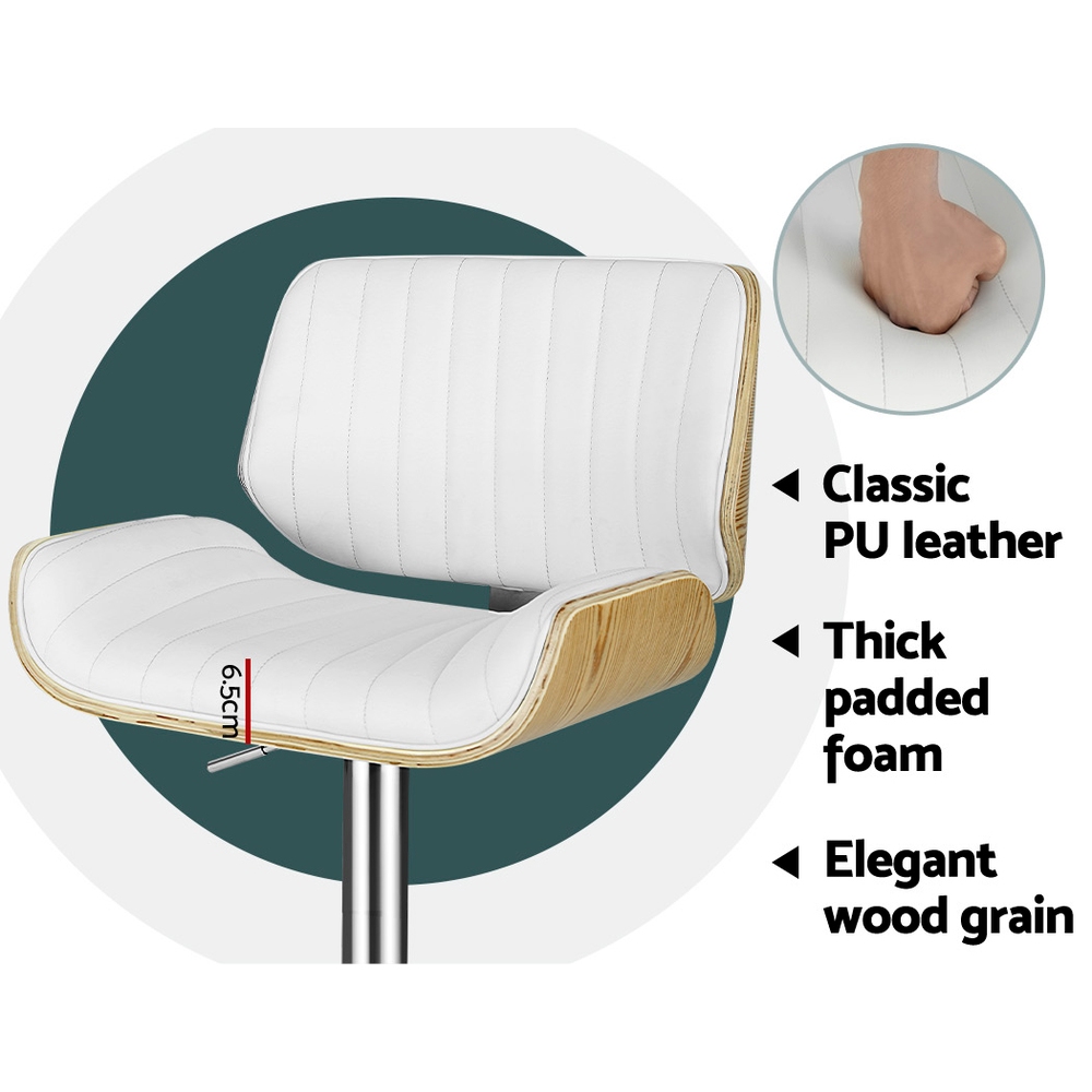 Artiss 2x Bar Stools Adjustable Leather Chairs - Image 6