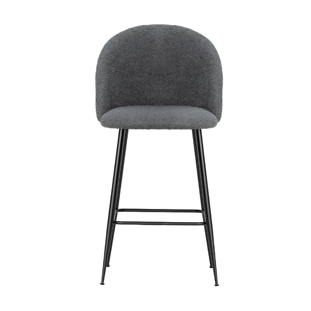 Artiss Bar Stools Kitchen Counter Barstools Sherpa Metal Chairs x2 - Image 3