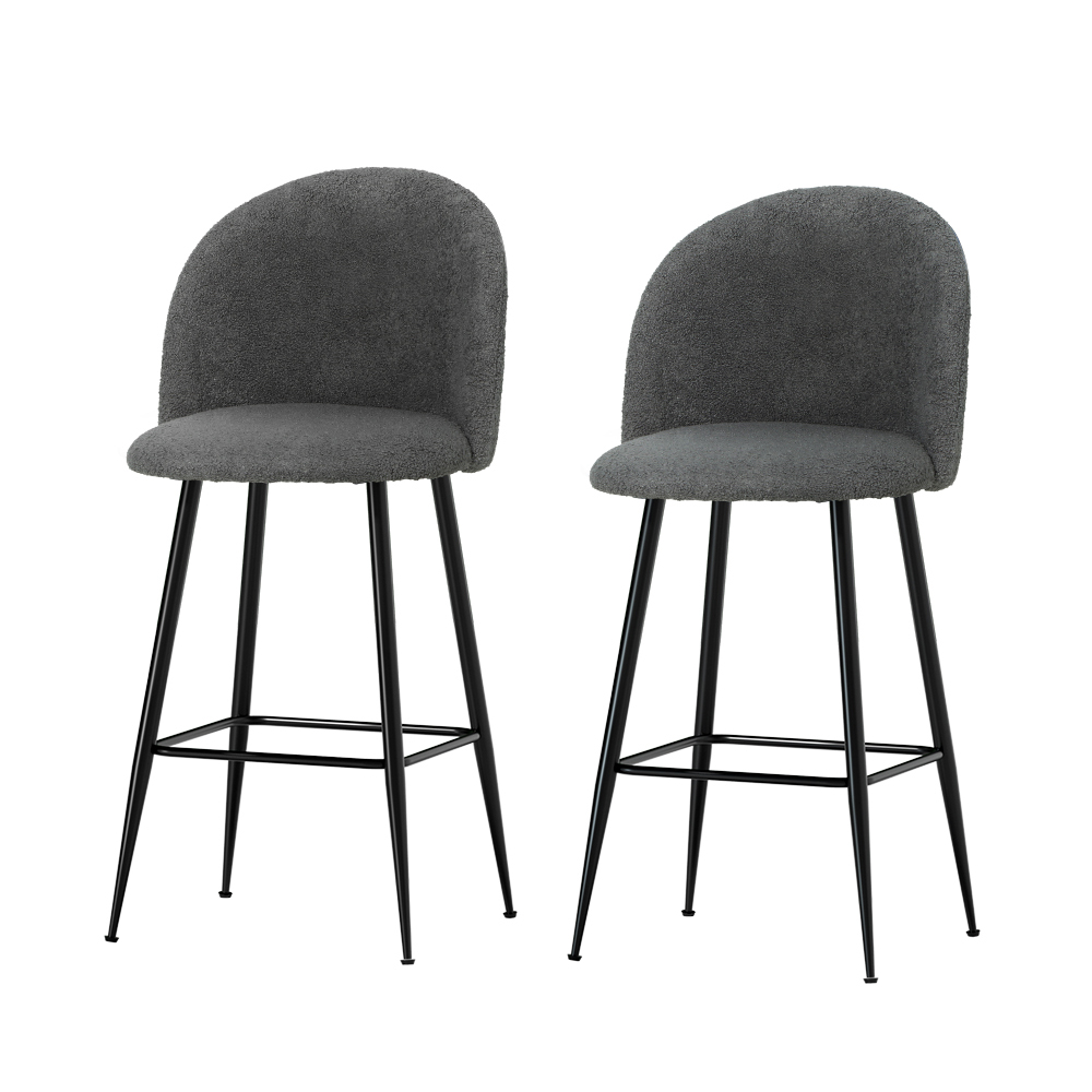 Artiss Bar Stools Kitchen Counter Barstools Sherpa Metal Chairs x2 - Image 7