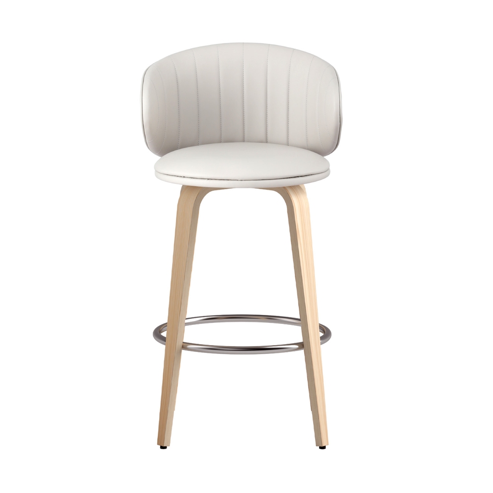 2x Artiss Bar Stools Dining Chairs Contoured Leather Wood Stool - Image 3