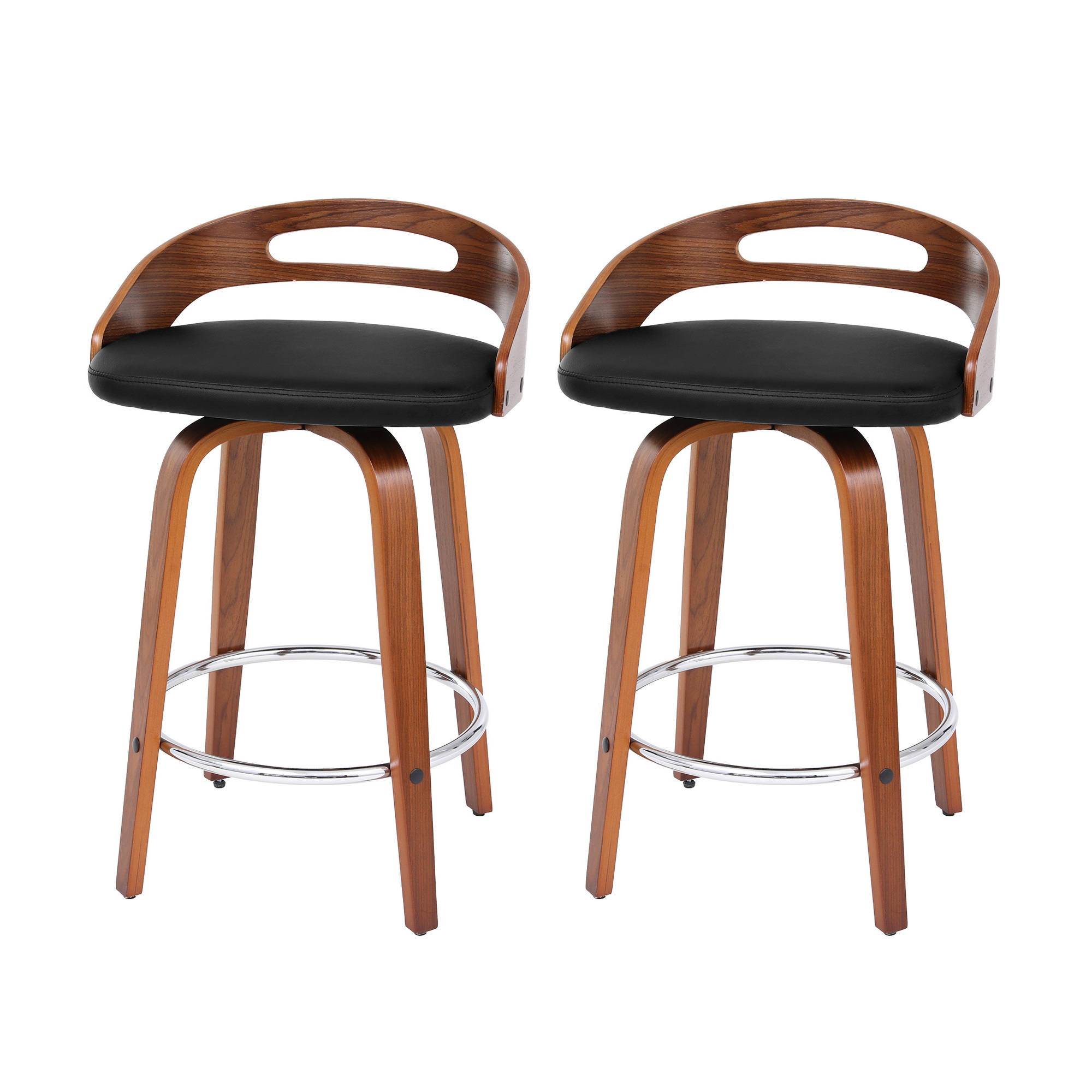 Artiss 2x Bar Stools Swivel Dining Chairs Low Back Counter Seat PU Cushion - Image 1