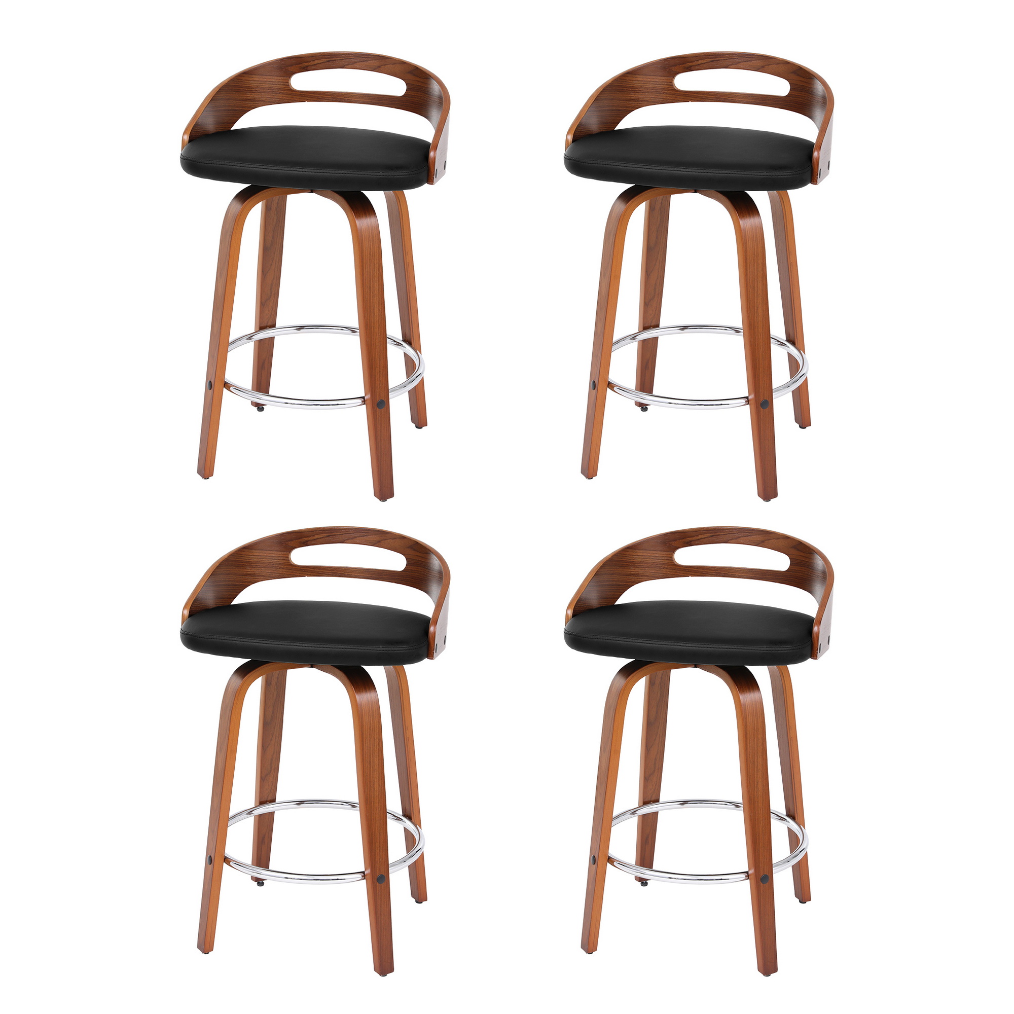 Artiss 4x Bar Stools Swivel Dining Chairs Low Back Counter Seat PU Cushion - Image 1