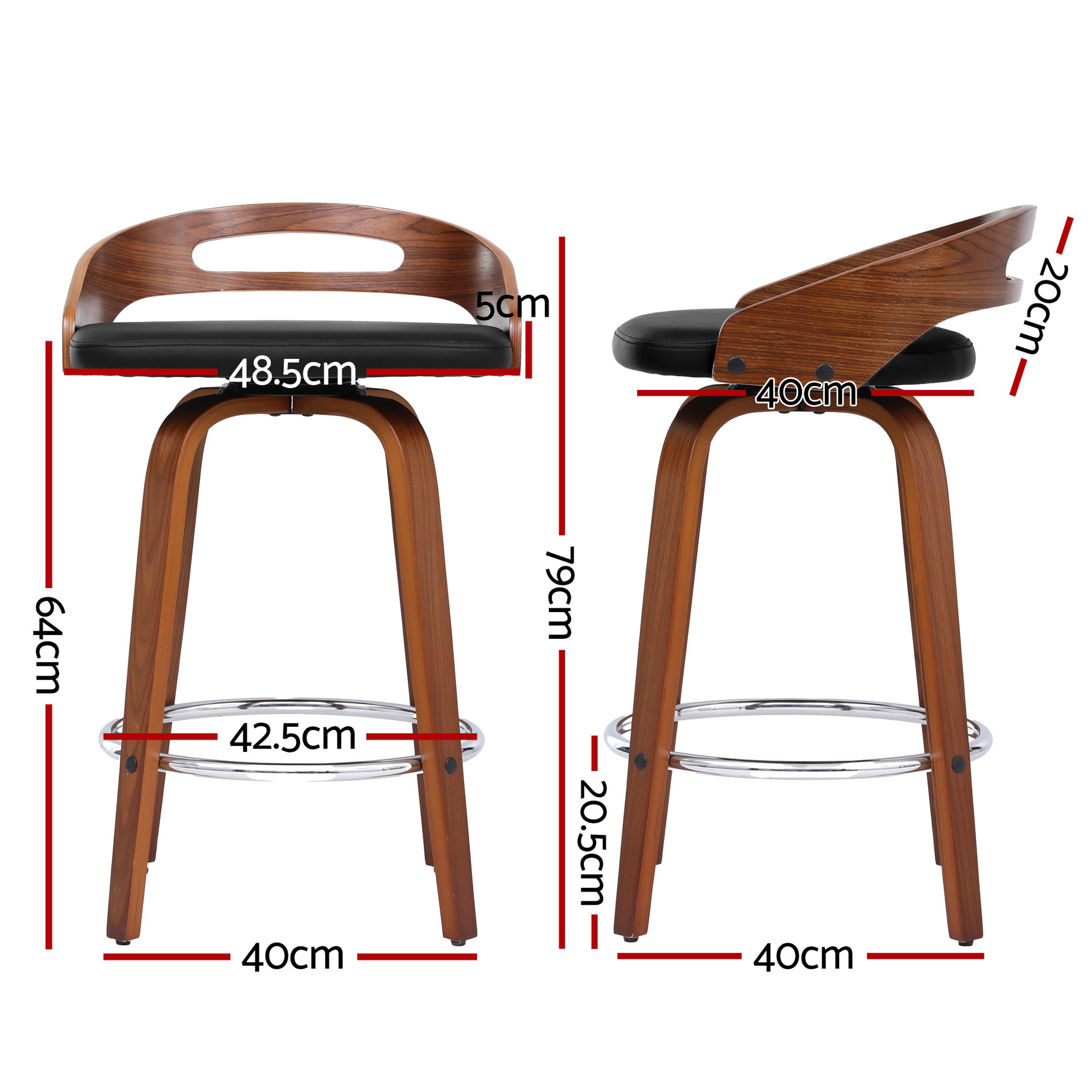 Artiss 4x Bar Stools Swivel Dining Chairs Low Back Counter Seat PU Cushion - Image 2