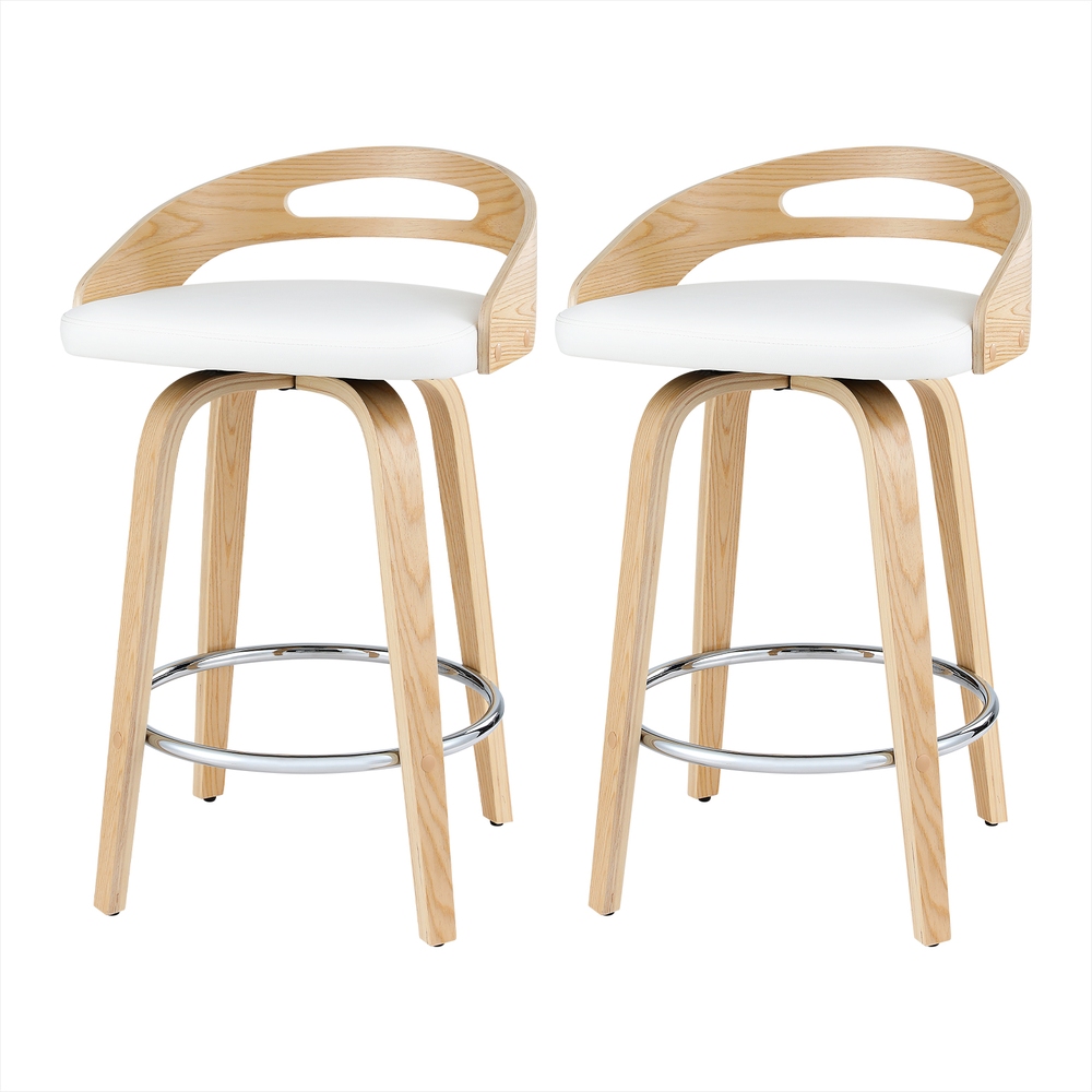Artiss 2x Bar Stools Swivel Dining Chairs Low Back Counter Seat PU Cushion - Image 7